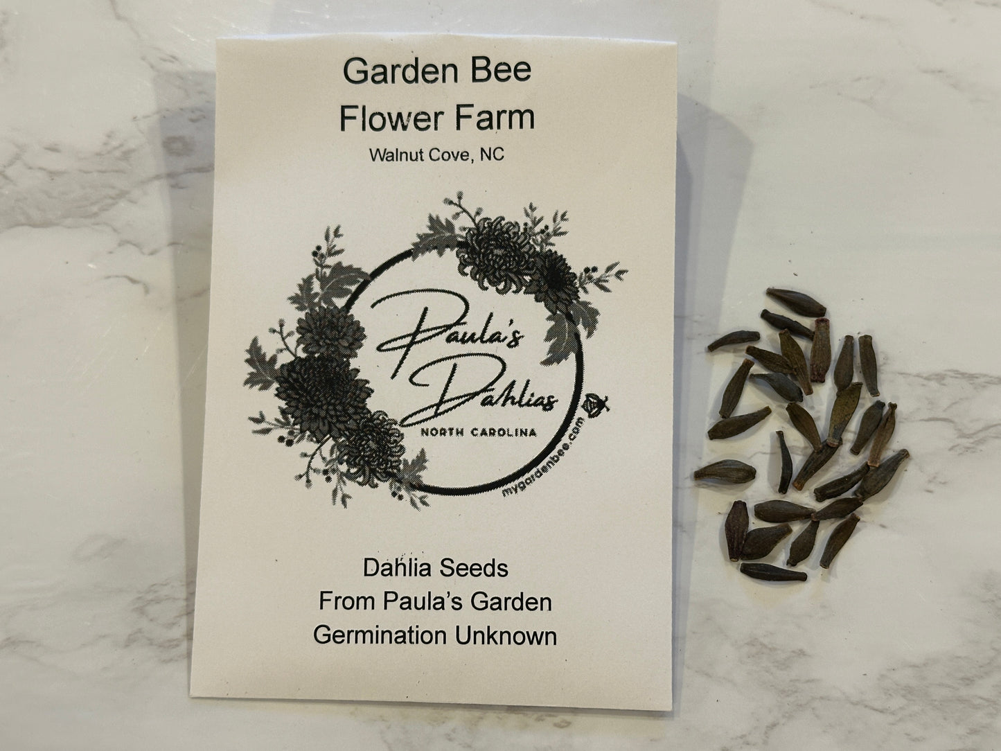 dahlia seeds from Garden Bee Flower Farm and from Paula's dahlia garden